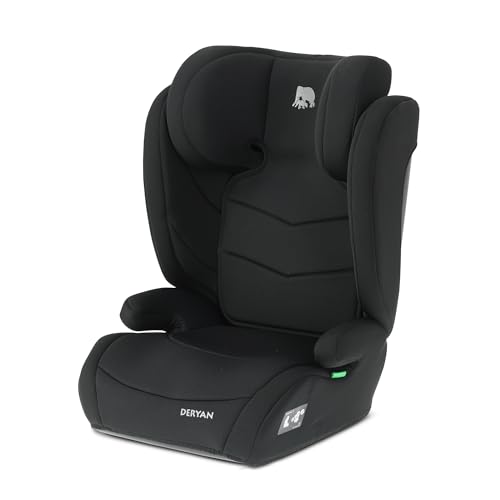 Deryan Alzador Coche Niño i Size de 3,5 a 12 años, 100 150 cm (0 36 kg), Silla Coche Grupo 1/2/3 y alzador convertible, Elevador Coche, R129, Fácil Instalación con Cinturón (sin ISOFIX/Negro)
