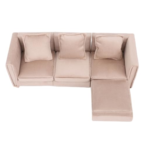 Alomejor 1:12 Scale Miniature Dollhouse Couch, canapé en Tissu Doux avec Oreillers pour Décoration de Salon de Poupée et Affichage à Domicile Modèle