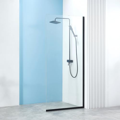 YTTSOYTS Shower Screen 36 in. x 76 in. Fully Frameless Single Fixed Shower Panel 501 Matte black 3/8