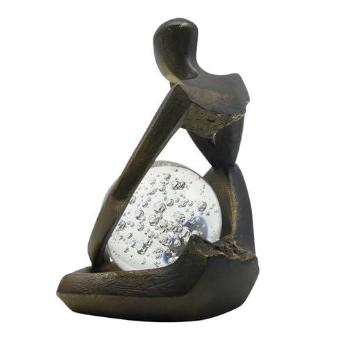 Figura Decorativa Resina Pensador con Orbe de Cristal 7.5" miniatura 6