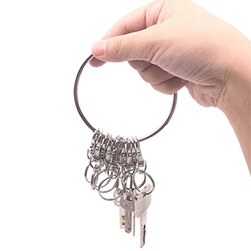 luzen 1PC Portable Metal Ring Key Organizer Holder with Swivel Clasps Janitor Key Ring for Warehouse Office School Home Use, Silver