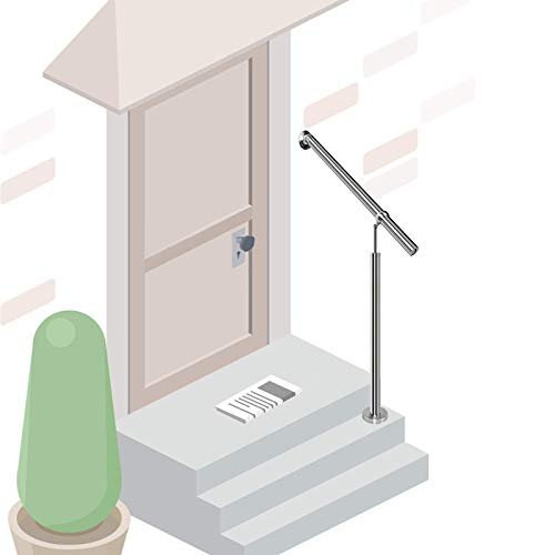 Stainless Steel Handrail, Silver, 31.5x31.5 inches, Brushed Finish, Wall&Floor Mounted, Stair Rail with Installation Kit