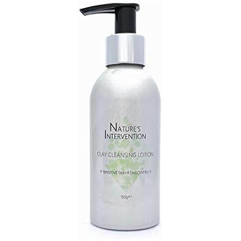 99% Natural For Sensitive Skin CLAY CLEANSING LOTION - UNSCENTED - 150 ml by NATURE'S INTERVENTION. Kaolin Clay Cleansing Lotion. Removes and Draws Impurities from the Skin. pH 5.5 Balanced and Gentle Cover