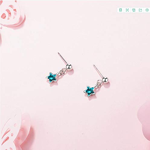 Boowhol Azure Star River Small Earrings Mini Girl Heart Ear Jewelry New Temperament Blue Star Stud Earrings 925 Sterling Silver Earrings Women - Image 4