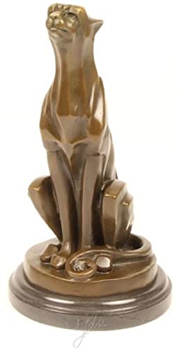 Figure en bronze de guépard assis style Art Déco, cadeau idéal pour collectionneur