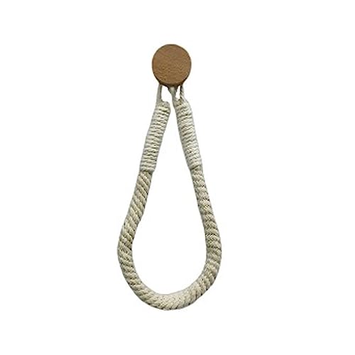 Typutomi Cotton Rope Towel Holder, No punching Wall-Mounted Towel Rack Creative Retro Home Toilet Roll Holder with Wood Hook Beach Themed Bathroom Decor