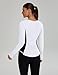 BMJL Womens Workout Tops Active Long Sleeve T Shirt Color Block Slimming Fall Shirts Gym Clothes Woman Fitness Clothing(S,White)