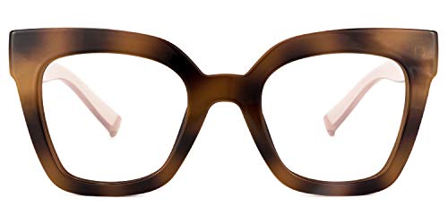 Zeelool Unisex TR90 Trendy Rectangle Glasses Frame with Clear Lens Malcolm VFT0269-01 Burnt Umber