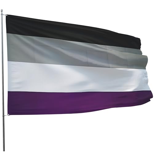 5ft x 3ft Asexual Flag LGBTQIA+, Double Sided With Wide Grommets, Extra Large Pride Flags, Asexual Pride Flag Accessories LGBTQ Parade Gift