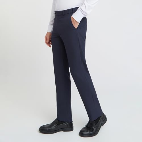 Image of Park Avenue Men's Regular Fit Mid Rise Checks Pattern Poly Viscose Blend Flat Front Formal Trouser