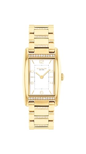 Image of Coach Reese Women's Watch - 2H Quartz Tank Watch with Crystal-Set Link Bracelet - Water Resistant 3 ATM /30 Meters - Gift for Her - Premium Fashion Timepiece for Every Occasion - 24mm