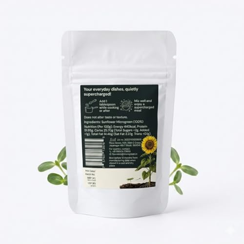 Image of Sunflower Microgreens Powder 30g Plant Based Greens Superfood | Complete Plant Protein >51% per gram | Vegan Green Powder | Rich in Vitamins B1-B9 | Rich in Potassium and Magnesium| No Additives