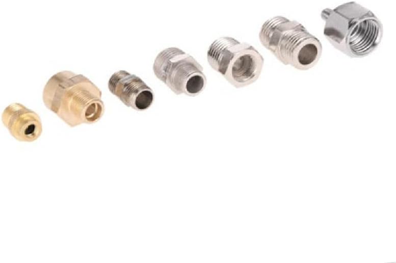 TopHomer 7pcs Professional Airbrush Adaptor Kit Fitting Connector Set for Air Compressor & Airbrush Hose 1/8" & 1/4" BSP Male & Female couplings.