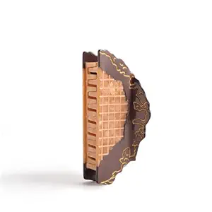 Decorative Chocolate Biscuits Hair Claw Clip, Large 3.7 inch, Brown and Peach Acetate, Metal Spring