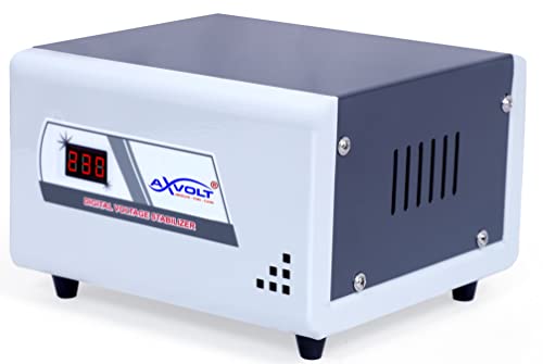Image of AXVOLT Grid 600 VA Computer Voltage Stabilizer With Three Output Socket And Digital Display And High Low Voltage Cutoff, Grey