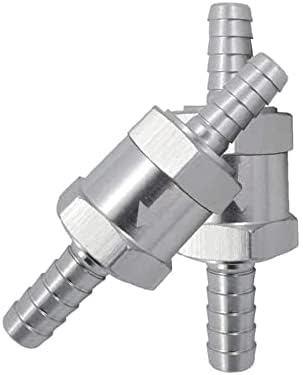 Tiardey Clapet anti-retour unidirectionnel de Non-retour de Carburant 8 mm 1/4 Pouce en Alliage D'aluminium Chrome pour Essence Diesel Eau Marine