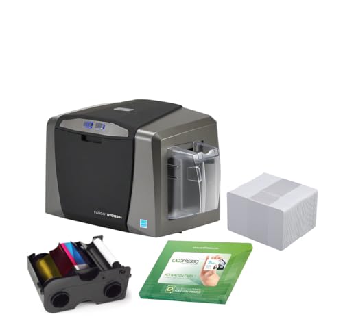 Fargo DTC1250e Single Sided USB Card Printer with Supplies Bundle (50605)