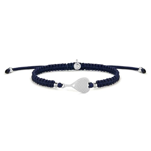 Bijoux Padel avec bracelet tressé bleu et collier pendentif raquette pour femme
