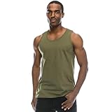 JC DISTRO Men's Casual Tank Top, Athletic Sleeveless Jersey Shirts, 100 Premium Cotton, Militarygreen Medium