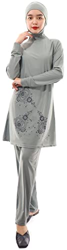 Musuly Burkini Gris – Malliot De Bain Combinaison avec Voil (48)