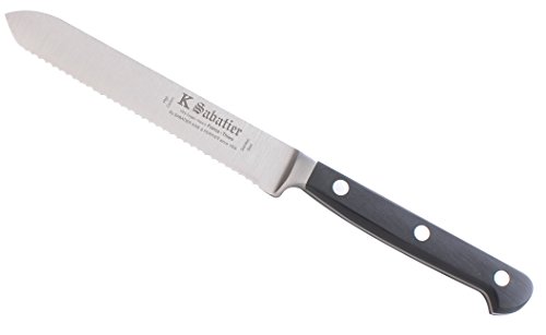 K SABATIER - Couteau Tomate 13 Cm Gamme Proxus - Acier Inoxydable - Manche Noir - 100% Forge - Entièrement Fabrique en France
