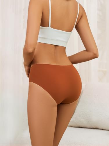 Image of Seamless Cotton Underwear for Women No Show Bikini Panties 6 Pack | Full Coverage Sexy Hipsters, Soft Comfort Fabric, Stay Put Fit, Invisible Under Clothing, All Day Wear, Work Travel Home