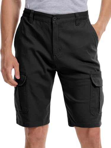 WORK IDEA Mens Cargo Stretch Short Classic Style Relaxed Fit Work Shorts Black