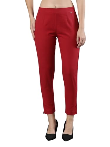 Image of Femmora Comfortable Fit Solid Straight Pant, Breathable Cotton Fabric with Side Zip Button Closure, for Women, Pack of 1