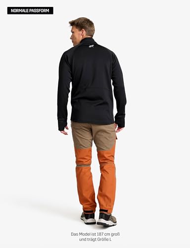 RevolutionRace Evolution Half-Zip Stretch Fleece für Herren, Fleecepullover für Wandern und Outdoor-Aktivitäten, Black, XL