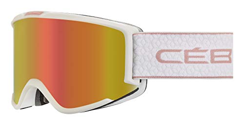 Cébé Silhouette Masques de Ski pour Femmes, Matte White/Pc Vario Perfo Amber Flash Red Cat.1-3, Medium