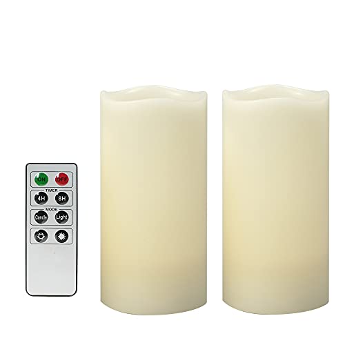 Velas sin llama con temporizador remoto de cera real realista brillante parpadeante eléctrico LED pilares electrónicos luces para decoración del hogar, boda, fiesta, Navidad, juego de 2 Cover