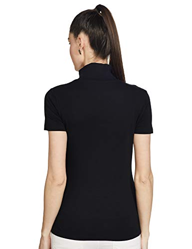 Image of Marks & Spencer Womens Solid Cotton Blend Turtle Neck Fitted T Shirt