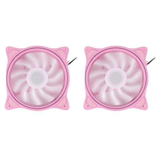 Eioeeklop 2X Apertura del Ventilador de Enfriamiento de 12Cm Interior y Exterior LED Rosa Silencioso Ventilador de Enfriamiento RGB para Computadora de Alto Volumen de Viento