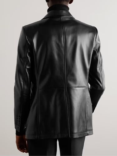 2-Button Premium Leather Blazer for Men - Notched Lapel Casual Coat Style Lambskin Leather Jacket Men2