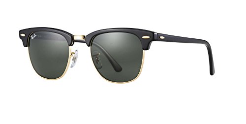 Ray-Ban RB3016 Clubmaster Sunglasses (51 mm, Solid Black G15 Lens Non-Polarized Lens)