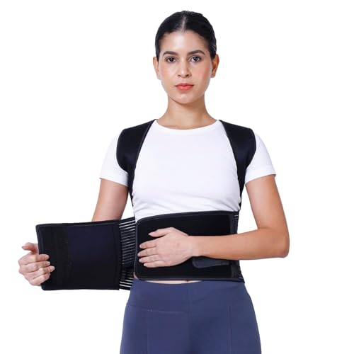 Image of ZEDAN 2-in-1 Neoprene Posture Corrector Belt with Integrated Back Support Brace | Shoulder & Back Straightener Brace | For Spine & Body Posture Correction | Clavicle Support | Unisex - Free Size