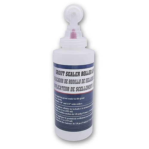 Marshalltown Grout Sealer Applicator Bottle, 12 oz Roller Bottle with 1/8 Inch and 1/4 Inch Wide Rollers, Grout Sealer Applicator Tool for Tile, Grout Roller Applicator, SBR
