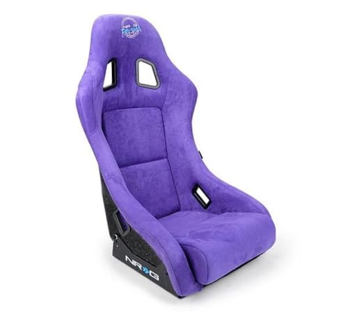 NRG Innovations NRG-FRP-303PP-PRISMA Universal Fixed Back Bucket Racing Seat for 5-Point Harnesses Size M Purple Alcantara Material 22 W X 34 H X 16 D