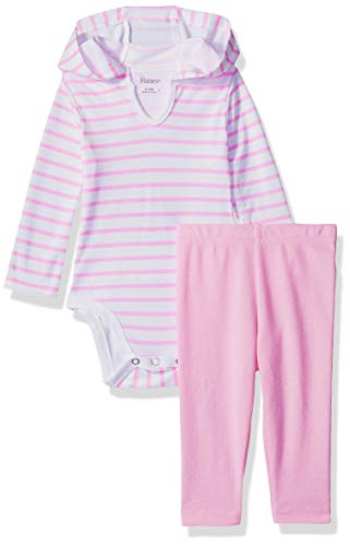 Hanes baby boys Ultimate Flexy 2 Piece (Pant With Hoodie Bodysuit) Layette Set, Light Pink Stripe, 6-12 Months US