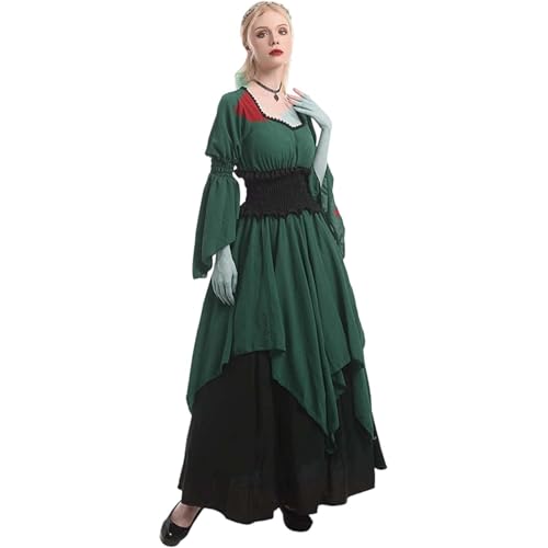 Vestido de Halloween para mujer, vestido de bruja medieval, disfraz de cosplay gótico, elegante vestido de patio, traje histórico de juego de roles para mujeres, ropa gótica de lolita para mujeres