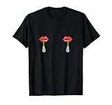 Burlesque Boobs Gag, Red Lip Tassel Pasties T-Shirt