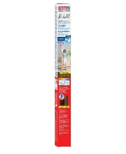 tesa INSECT STOP Aluminium Rahmen Fliegengitter für Türen - Insektengitter mit Aluminium-Rahmen & Clear View - Tür Insektenschutz - 100 cm x 220 cm, Weiß