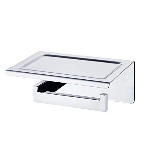 Toilettenpapierrollenhalter Bohren Tissue Rollenspender Mit Telefonregal Edelstahl Wandhalterung Badezimmer Küche Hotel Papierhalter-Silber