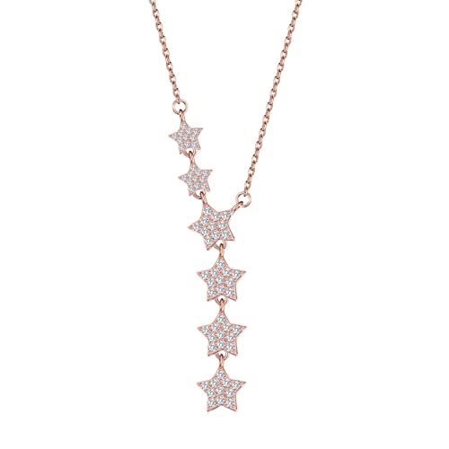 Collier Y femme argent 925 massif aux finitions précieuses d'étoiles