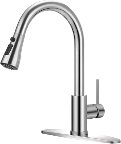 Kitchen Faucet with Pull Down Sprayer,Kitchen Sink Faucet with Sprayer,High Arc Single Handle Classic Stainless Steel Sink Accessories,Suitable for Laundry Rv Bar (Polished Chrome)