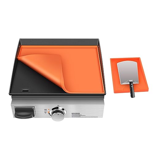 GRILL FORCE Silicone Griddle Mat with Spatula Mat for Blackstone 17 Inch Griddle Food Grade Silicone Mat Protective Mat Cover Griddle Buddy Mat Keep,Protect Griddle from Insect,Rust