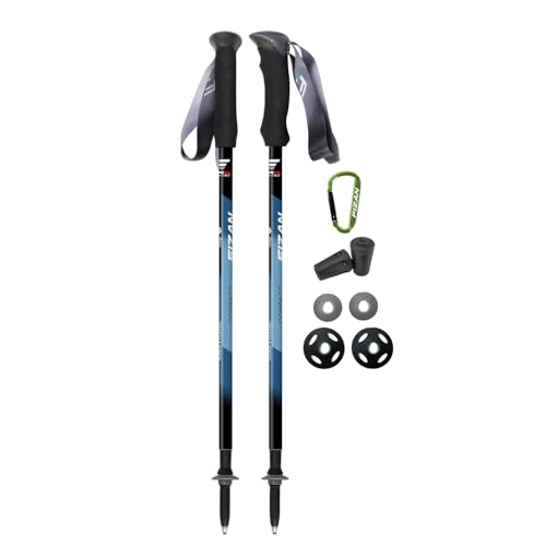 Fizan Compact 3 Trekking Poles – 5.6 oz Ultralight, Backpacking, Thru Hiking Poles, Adjustable, Collapsible, Customized Fit, EVA Grips, Aluminum Walking Sticks (Compact 3 / EVA/Blue)