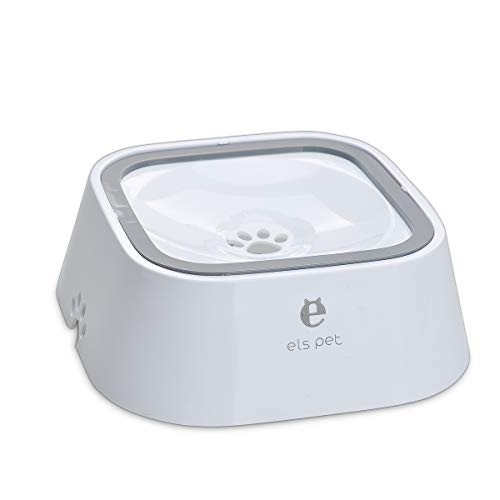 Songway Pet Floating Water Bowl,1.5L Slow-Down Water Feeder Fountain No Spill Anti-Overflow Anti-Choking Automatic Water Food Bowl for Dog Cat Puppy Animal Feeding (White)