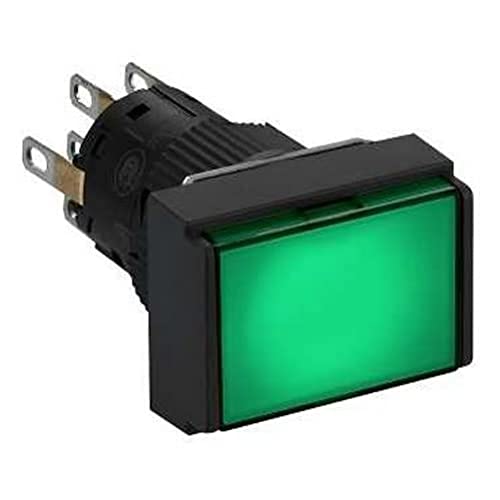 Interrupteur poussoir rectangulaire lumineux vert 24V 2NO 2NF inverseur