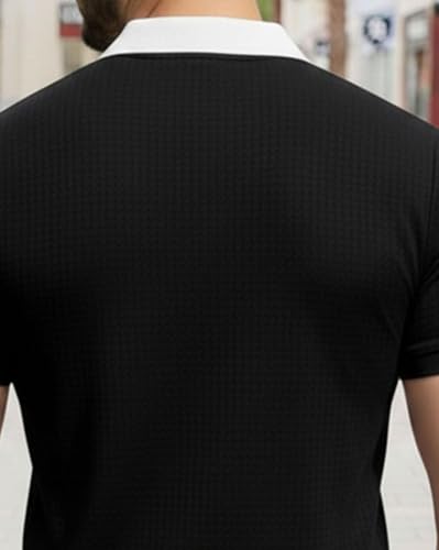 Image of AUSK Men Casual T-Shirt, Texture Printed Half Sleeve Tshirt for Mens, Polo Tshirt for Boys